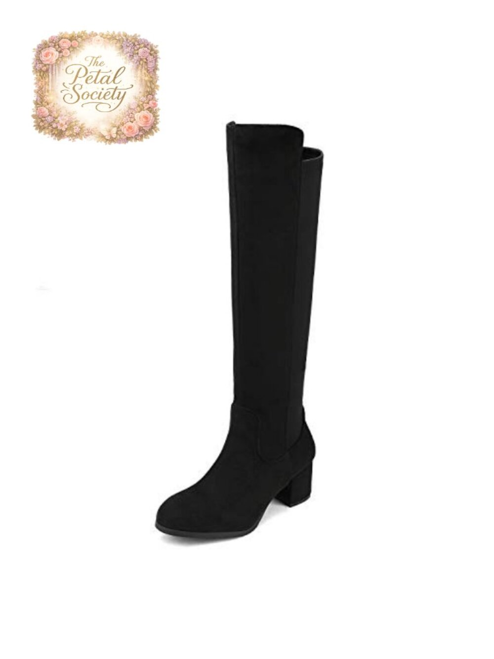 Women's Knee High Stretchy Faux Suede Block Heel Boots